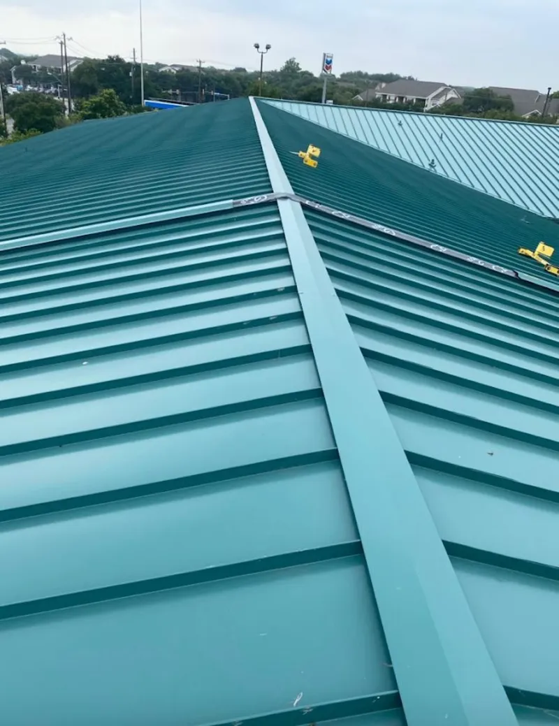 Green commercial metal roof ridge and valley for Metal Roof Repair in La Mesa